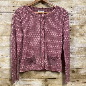 Vintage Talbots pastel pink butterfly cardigan size medium